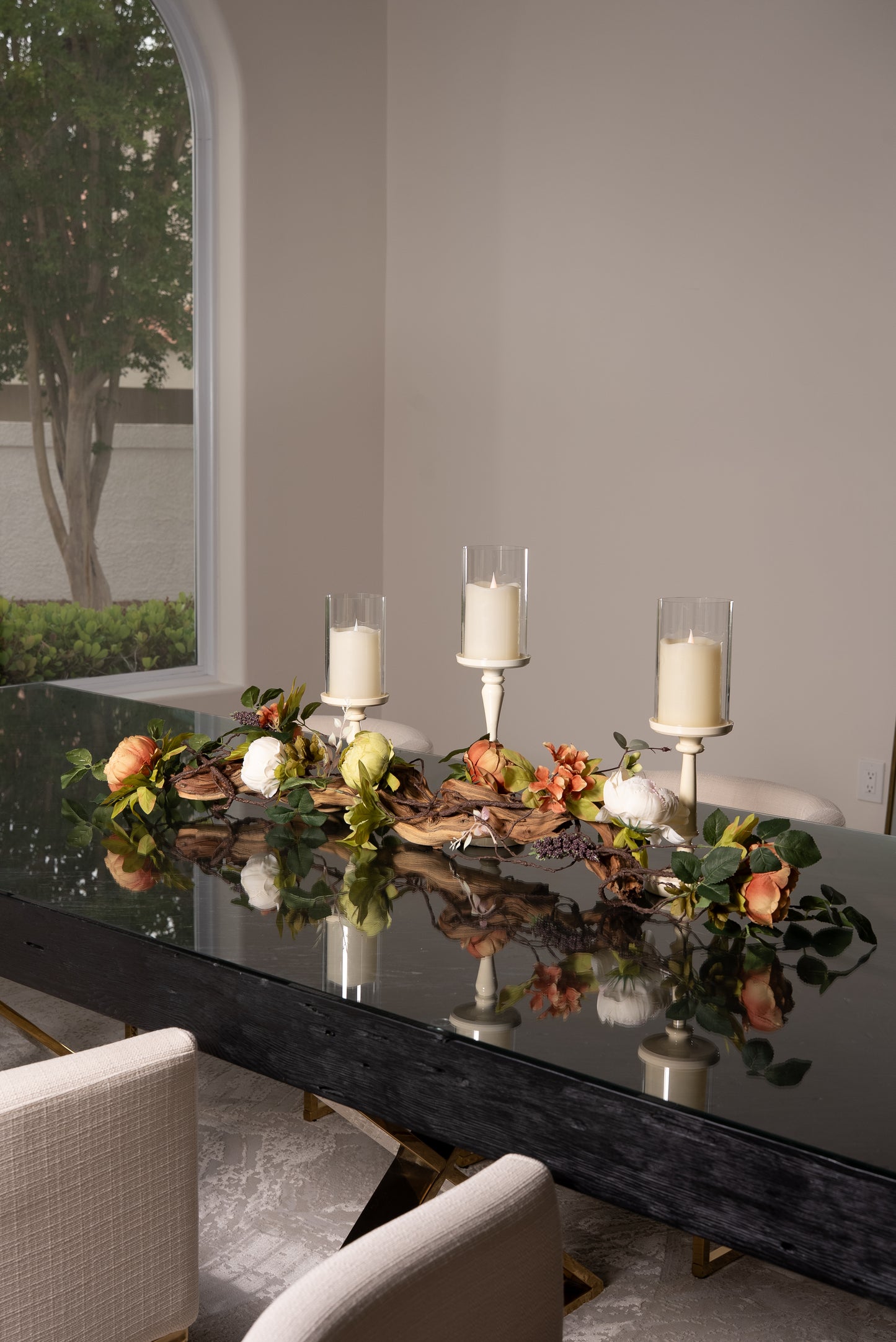 Ivory Candle Holders Table top Decor Arrangement for Dining Room