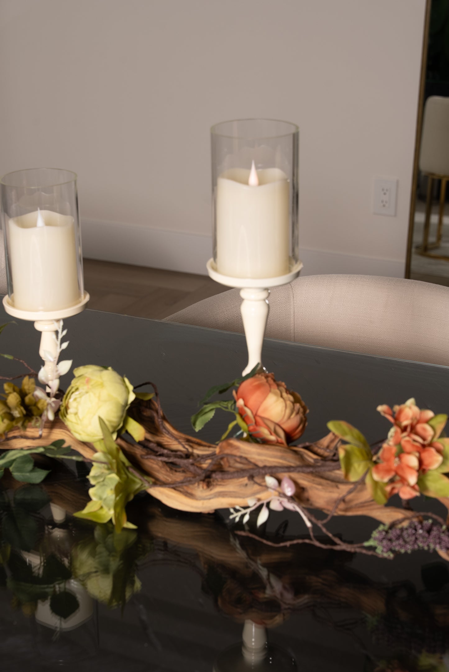 Ivory Candle Holders Table top Decor Arrangement for Dining Room