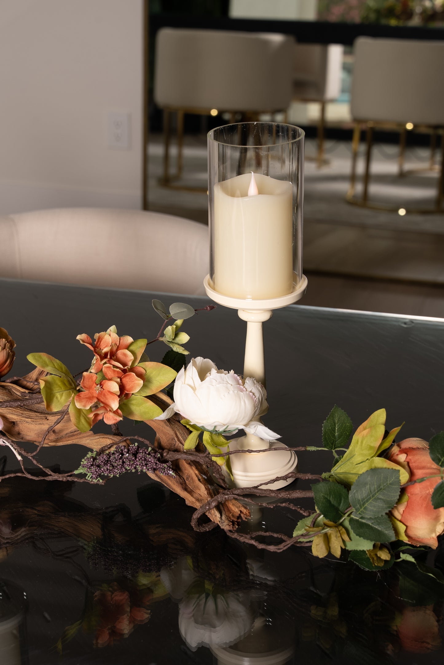 Ivory Candle Holders Table top Decor Arrangement for Dining Room