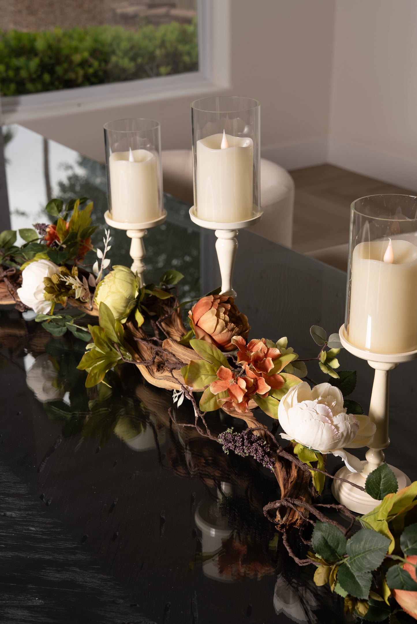 Ivory Candle Holders Table top Decor Arrangement for Dining Room