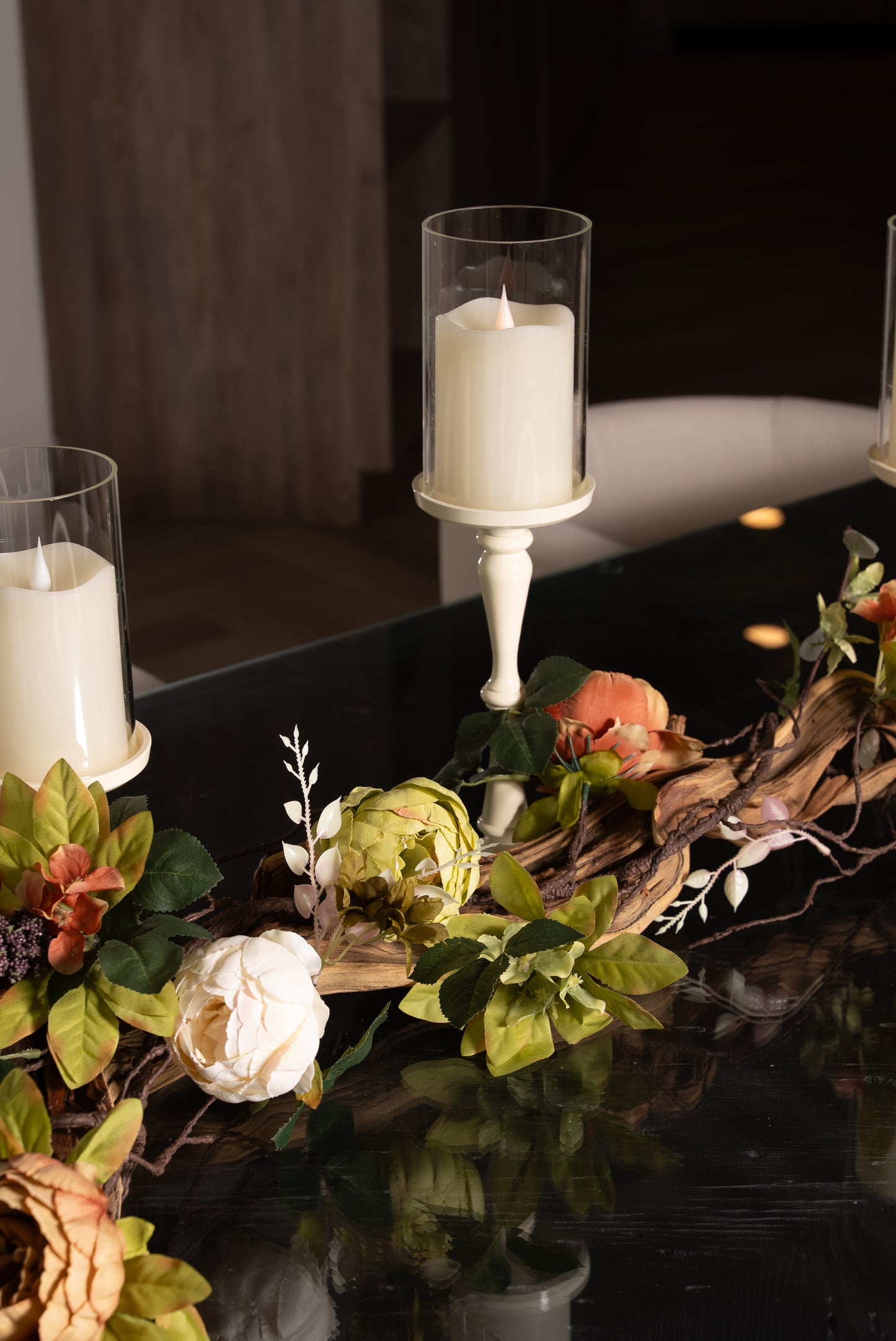 Ivory Candle Holders Table top Decor Arrangement for Dining Room