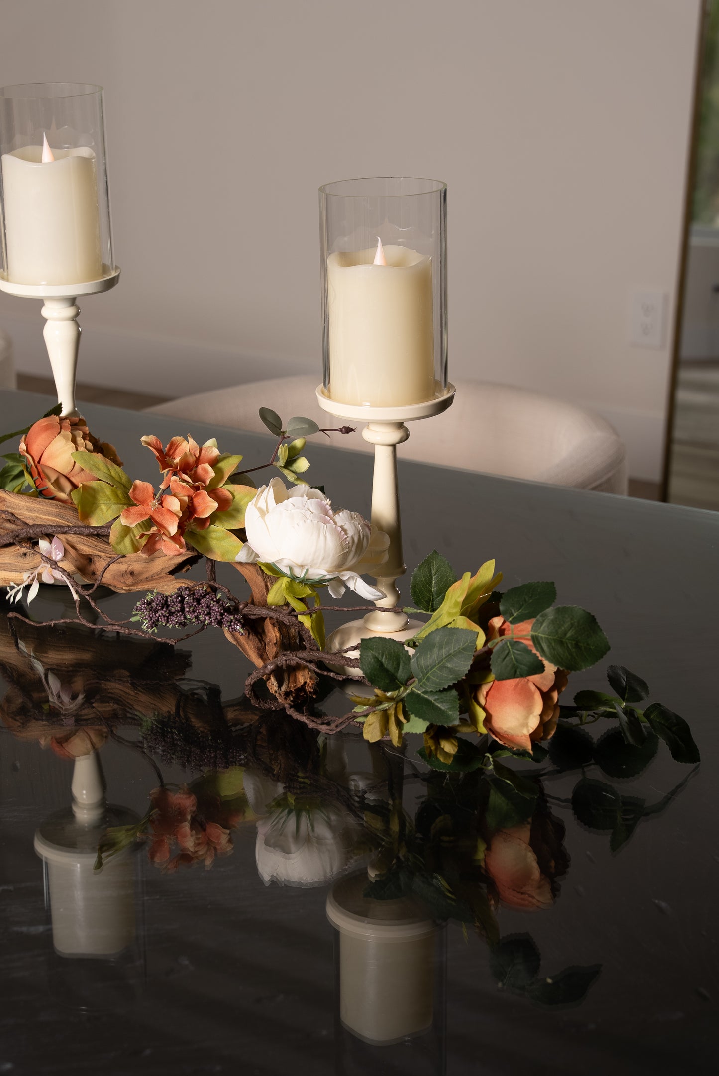 Ivory Candle Holders Table top Decor Arrangement for Dining Room