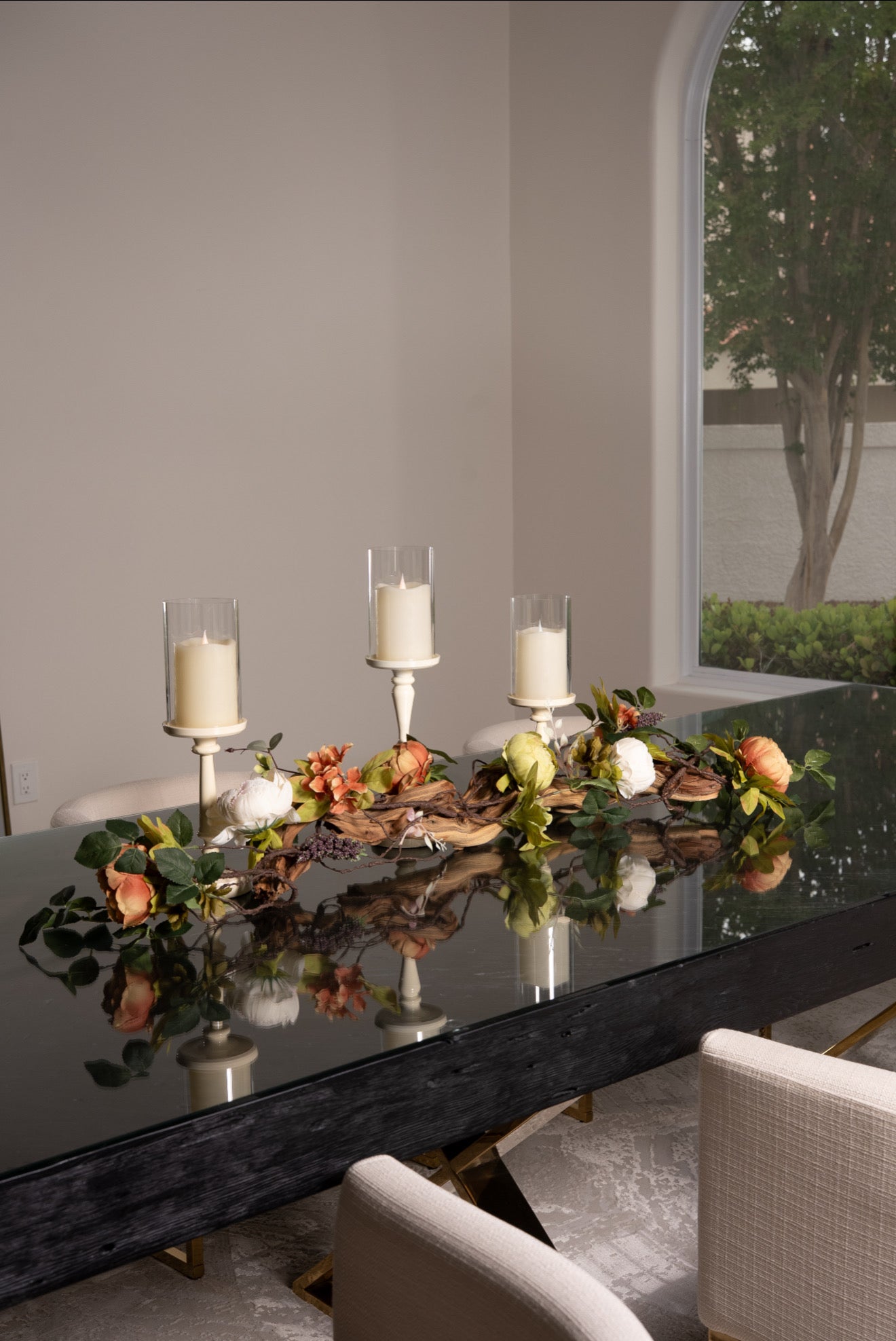 Ivory Candle Holders Table top Decor Arrangement for Dining Room
