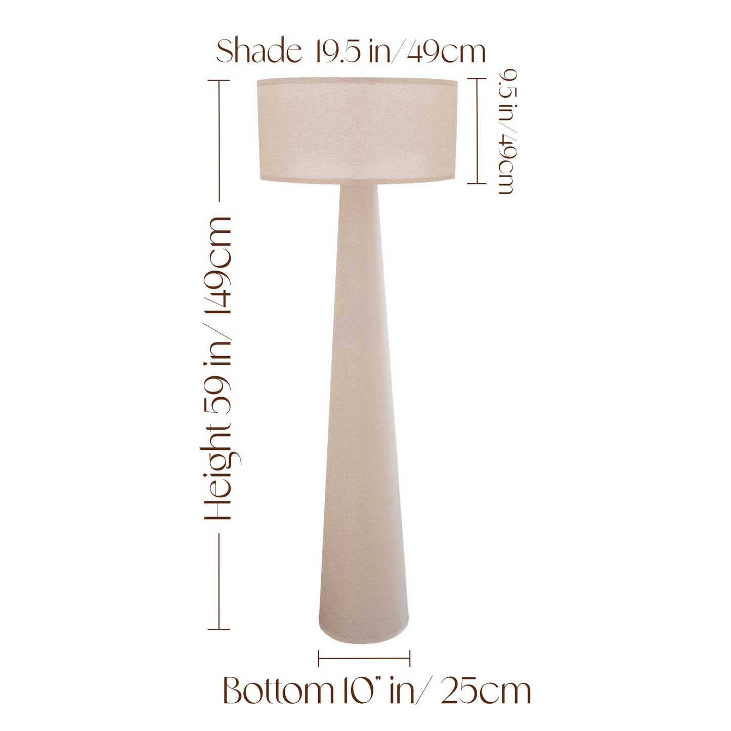 TAUPE - 59” Tall Standing Linen Floor Lamp with Fabric Shade