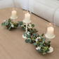 Rustic Farmhouse Centerpiece : Eucalyptus Garland, Ivory Candle Holders, Table Decor