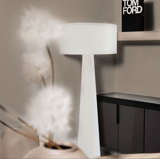 WHITE - 59” Tall Standing Linen Floor Lamp with Fabric Shade