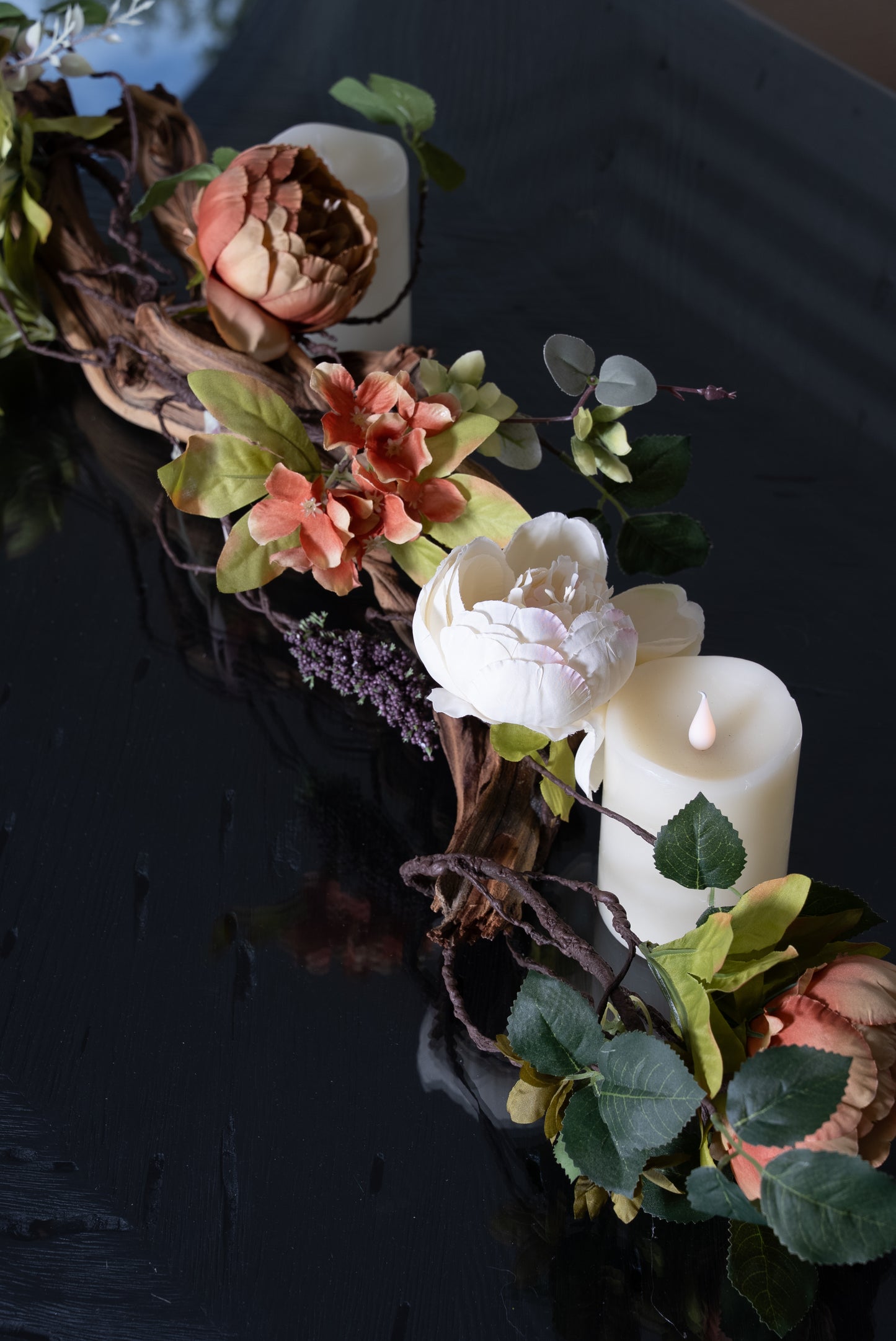 Pillar Candles Table top Decor Arrangement for Dining Room