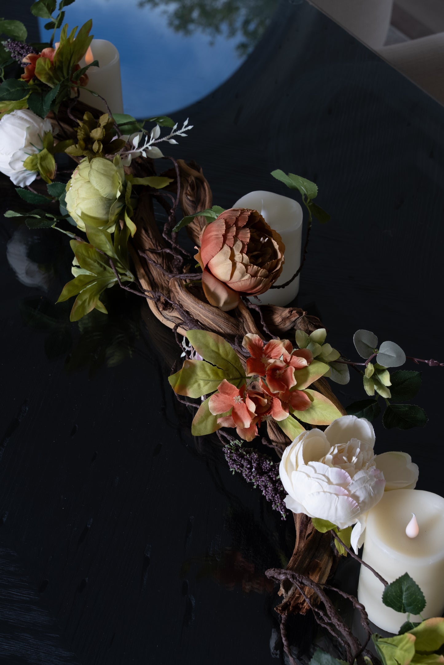 Pillar Candles Table top Decor Arrangement for Dining Room