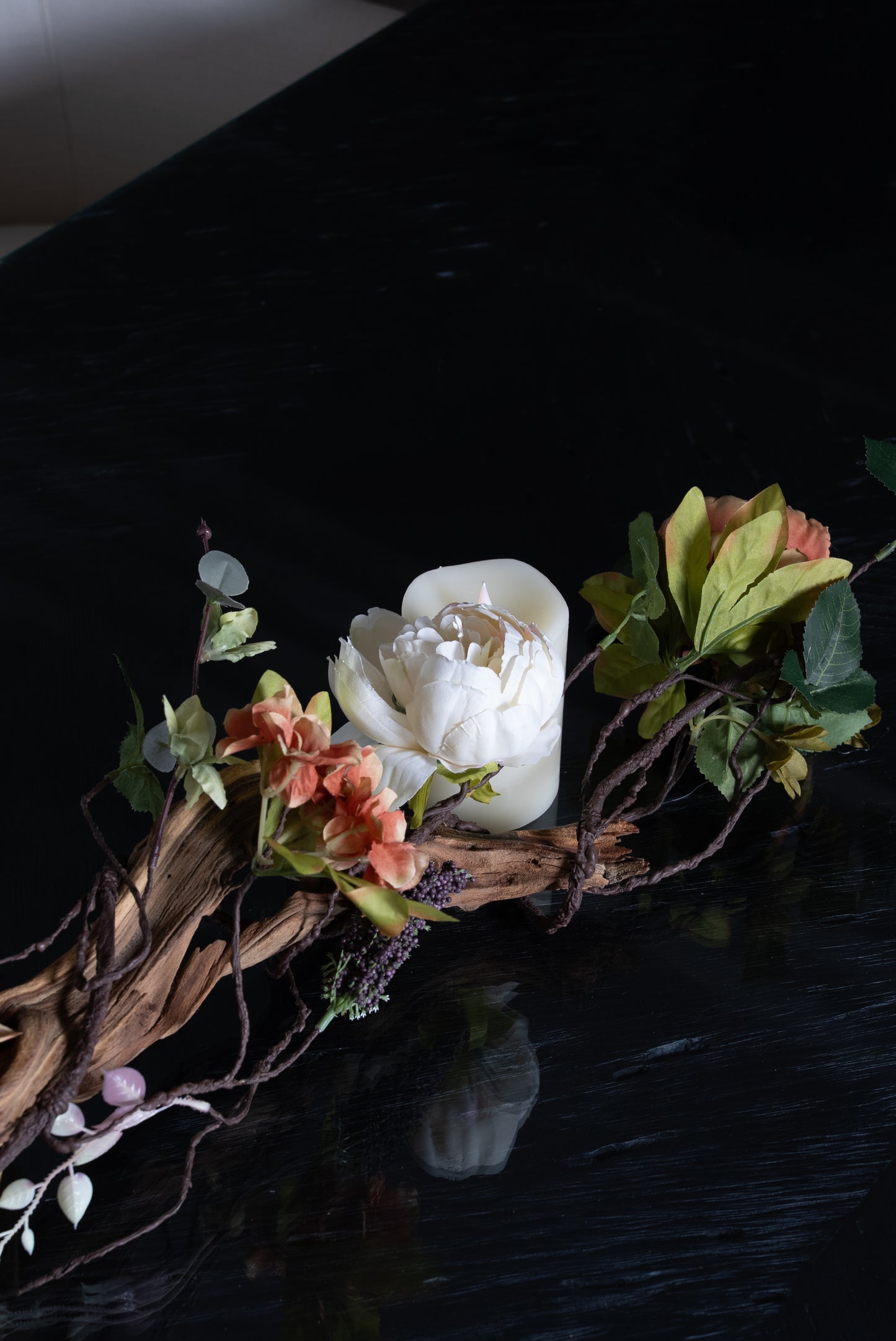 Pillar Candles Table top Decor Arrangement for Dining Room