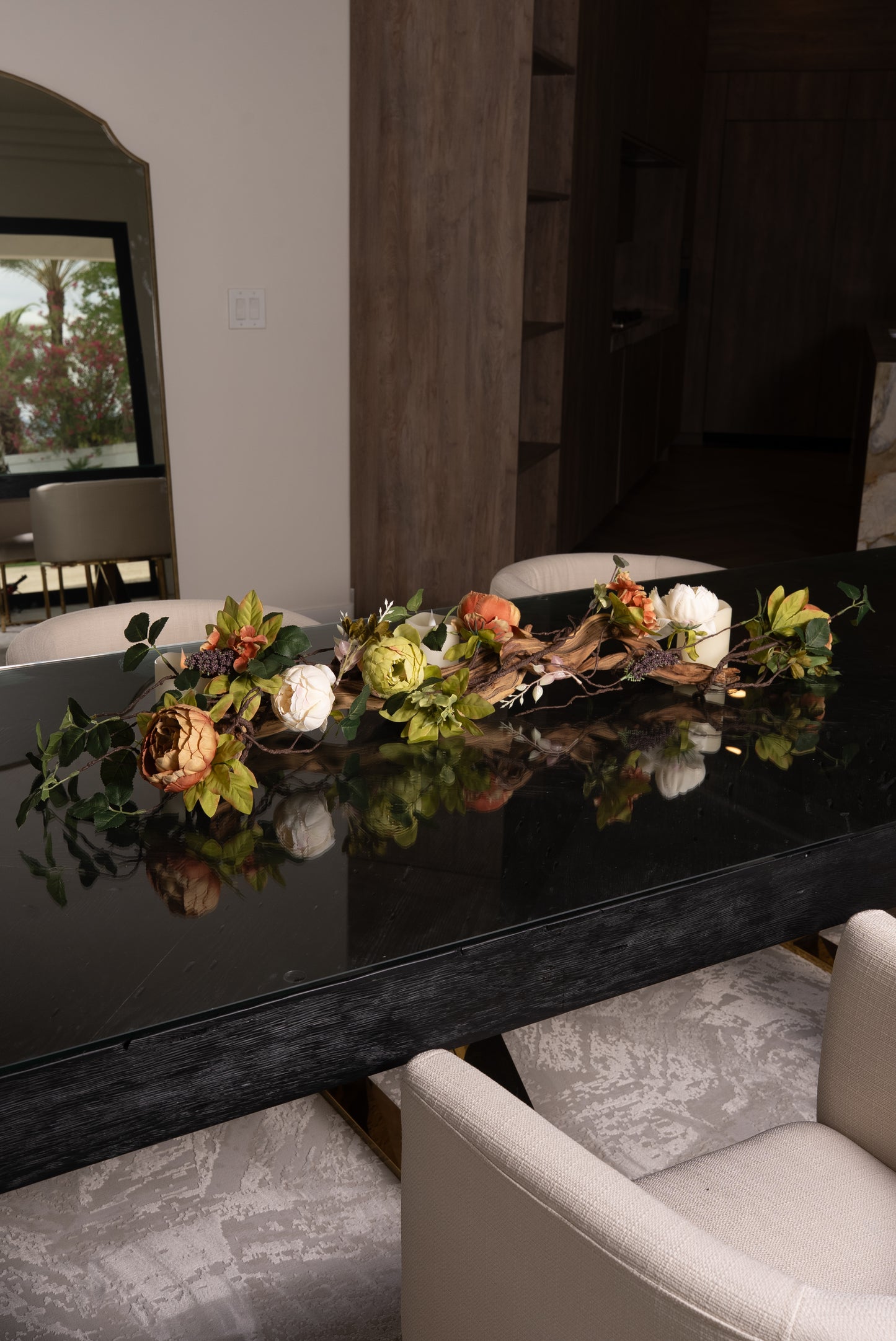 Pillar Candles Table top Decor Arrangement for Dining Room