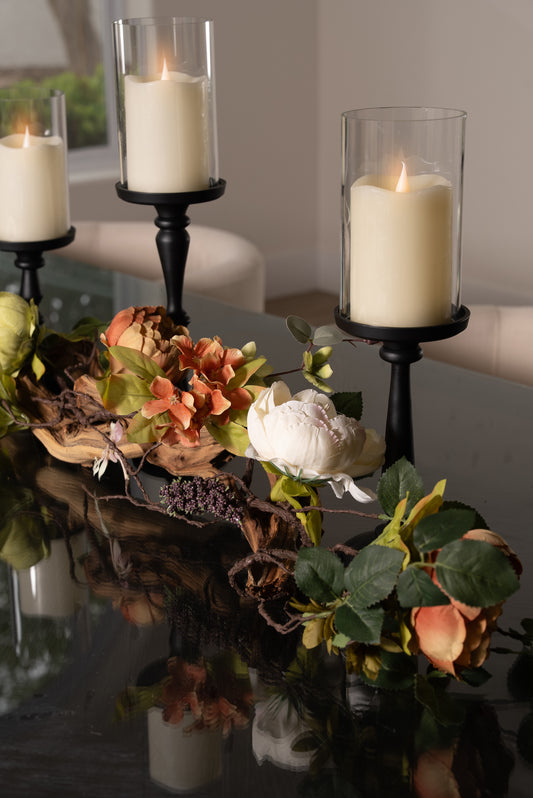 Black Candle Holders Table top Decor Arrangement for Dining Room