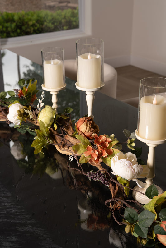 Ivory Candle Holders Table top Decor Arrangement for Dining Room