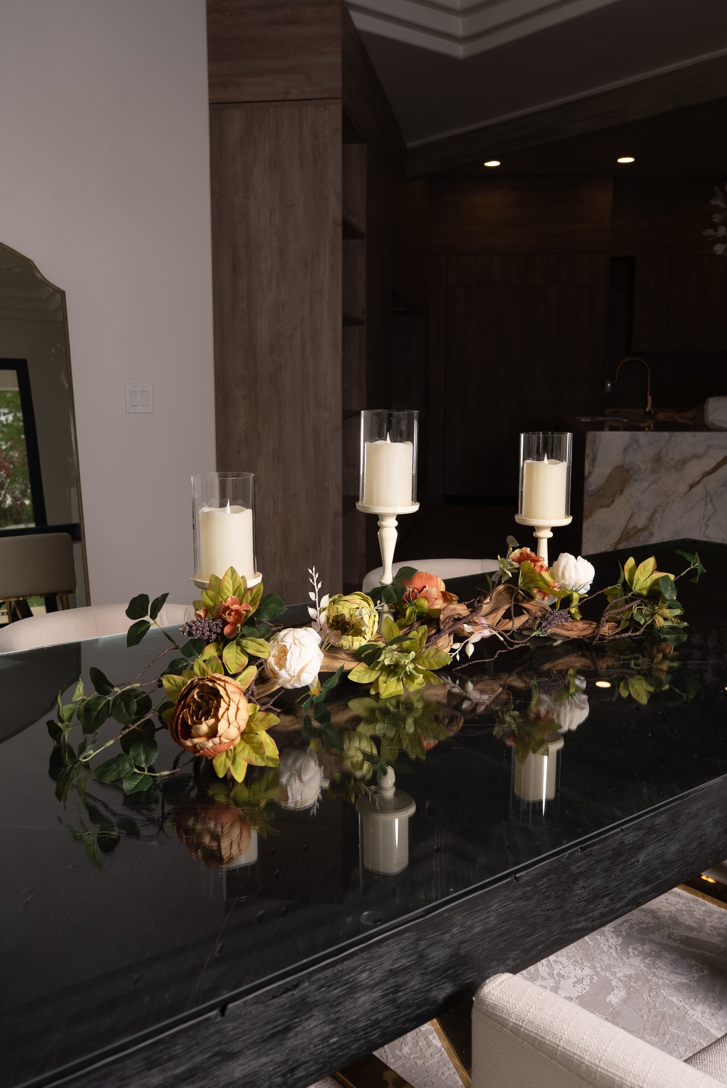 Ivory Candle Holders Table top Decor Arrangement for Dining Room