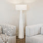 WHITE - 59” Tall Standing Linen Floor Lamp with Fabric Shade
