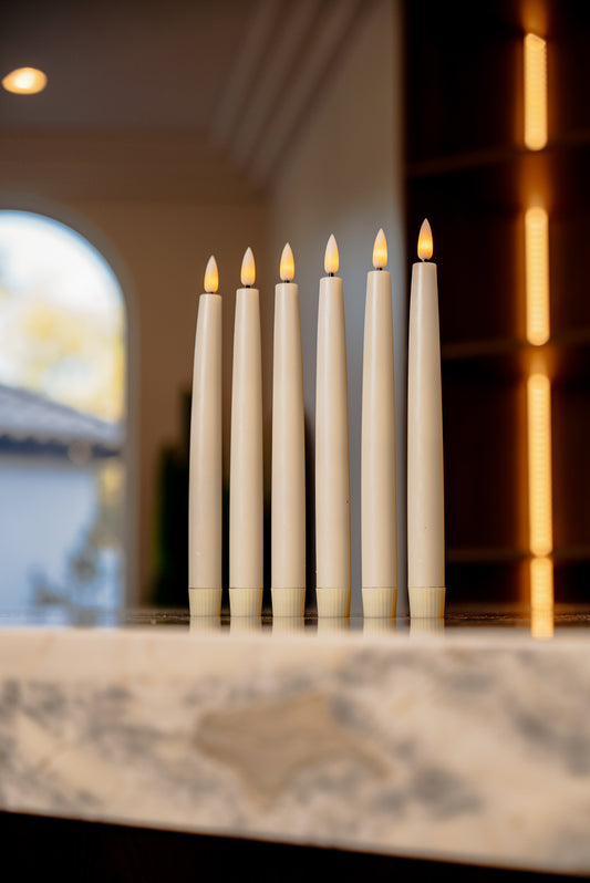 Branch & Wick Co | Bulk 10" Flameless Taper Candles Ivory Wax, Remote Included